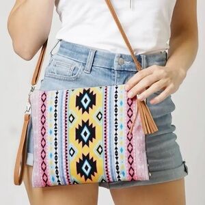 L.I.B. New York Aztec Print Clutch & Cross Body Bag